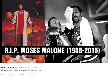 Nba, è morto Moses Malone: rivale di Magic Johnson e Larry Bird