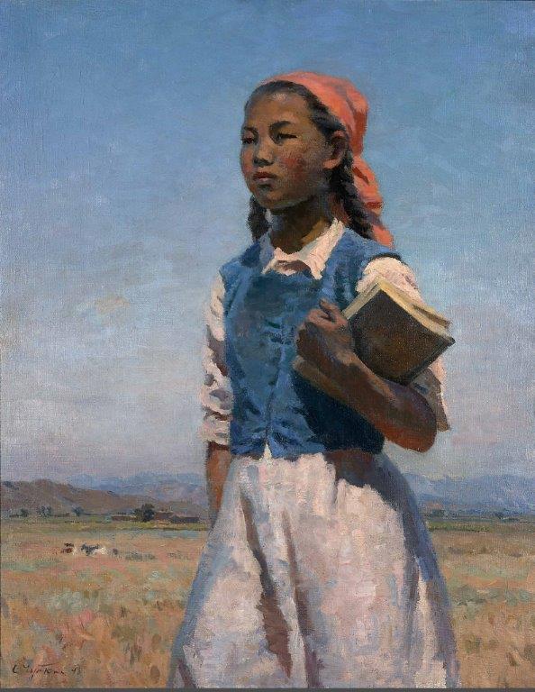 Semën Afanas'evič Čujkov La figlia del soviet Kirghizia 1948 Olio su tela, cm 120 x 95 Mosca, Galleria Tret'jakov Semën Afanas'evič Čujkov La figlia del soviet Kirghizia 1948 Olio su tela, cm 120 x 95 Mosca, Galleria Tret'jakov