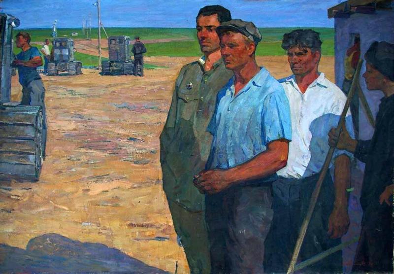Aron Isaakovič April’ Contadini lavoratori 1961 Olio su tela, cm 125 x 179 Collezione privata Aron Isaakovič April’ Contadini lavoratori 1961 Olio su tela, cm 125 x 179 Collezione privata