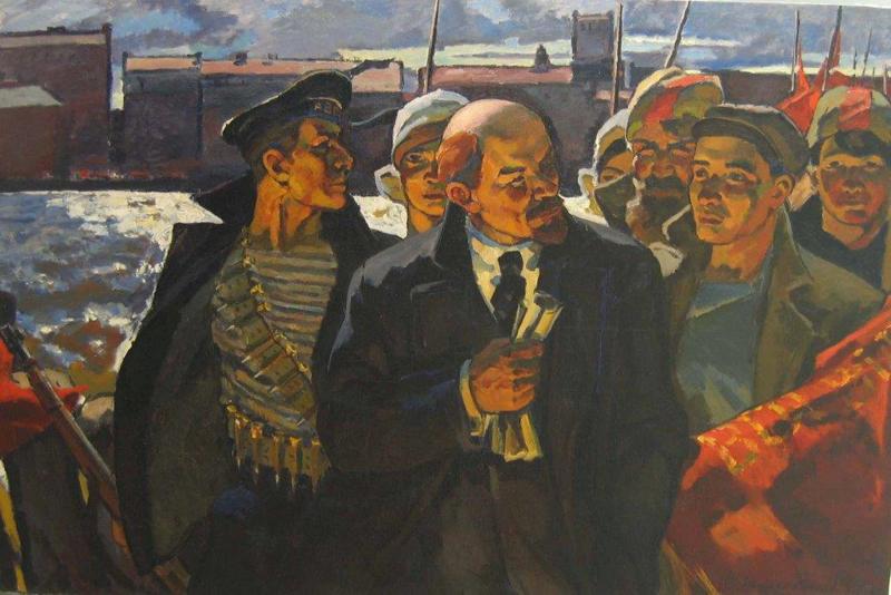 Viktor Petrovič Žurakovskij Lenin in Ottobre 1967 Olio su tela, cm 119,5 x 180 Collezione privata Viktor Petrovič Žurakovskij Lenin in Ottobre 1967 Olio su tela, cm 119,5 x 180 Collezione privata