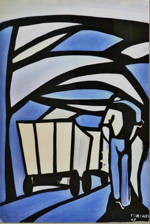 Giulio Turcato Miniera 1948 Tempera su carta, cm 62,5 x 44,5 Suzzara (Mantova), Galleria del Premio Suzzara Giulio Turcato Miniera 1948 Tempera su carta, cm 62,5 x 44,5 Suzzara (Mantova), Galleria del Premio Suzzara