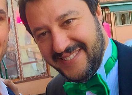 Spritz/ Salvini alla festa del Ceo di Moschino. In smoking. Foto