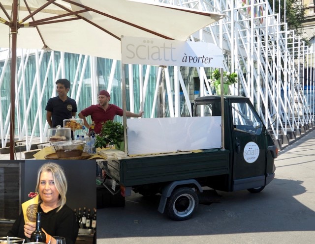 SCIATT' A PORTER La valtellinese Emma Marveggio ha portato, da un paio di anni, un angolo di Valtellina a Milano, creando in via Monte Grappa, non distante da Corso Como, un posticino unico e speciale chiamato Sciatt' a Porter. Qui potete provare i famosi sciatt' (frittelline croccanti di farina di grano saraceno di forma tondeggiante con cuore di formaggio fuso casera della Valtellina, solitamente servite su letto di insalta cicoria) serviti in un cono di carta insieme all’inseparabile fiore da decoro per un comodo consumo in strada. Nel menu da provare il kisciòl (stesso impasto degli sciatt' ma stesi e cotti in padella), gli storici taglieri di salumi valtellinesi, i pizzoccheri, i taroz e altre delizie di montagna. Aperto tutti i giorni dalle 12.00 alle 15.00 e dalle 19.00 alle 24.00. VALTELLINESE! SCIATT' A PORTER - Via Monte Grappa, 18 Milano www.sciattaporter.it