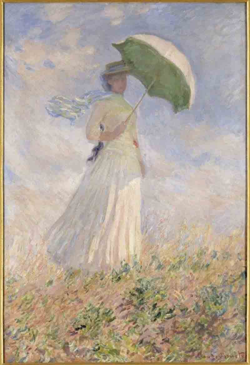 35. Claude Monet, Studio di figura en plein air: donna con parasole girata verso destra (1886) olio su tela; 130,5x89,3 cm Parigi, Musée d’Orsay 35. Claude Monet, Studio di figura en plein air: donna con parasole girata verso destra (1886) olio su tela; 130,5x89,3 cm Parigi, Musée d’Orsay