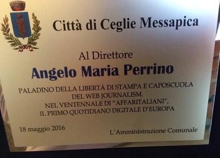 Ceglie Messapica premia il direttore di Affaritaliani Angelo Perrino