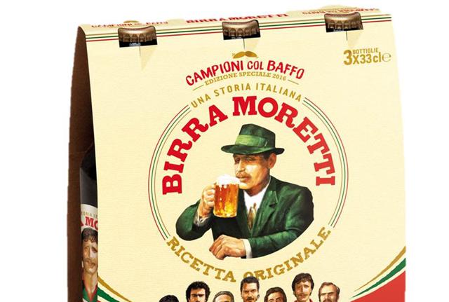 Birra Moretti il calcio con i baffi