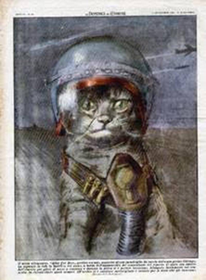 13. IL GATTO NELLO SPAZIO Prima della sua inarrivabile presenza sui social, il gatto riuscì anche nell’impresa di andare nello spazio. Lo testimonia alla prossima mostra di Verona (1-29 novembre) l’illustrazione di Giorgio De Gasperi per la Domenica del Corriere del 12 settembre 1953. 13. IL GATTO NELLO SPAZIO Prima della sua inarrivabile presenza sui social, il gatto riuscì anche nell’impresa di andare nello spazio. Lo testimonia alla prossima mostra di Verona (1-29 novembre) l’illustrazione di Giorgio De Gasperi per la Domenica del Corriere del 12 settembre 1953.