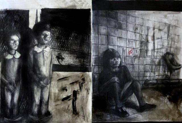 GIUDITTA RUSTICA Nata nel 1984 a Messina Accademia di Belle Arti di Catania “Shame” Dittico grafite e tecnica mista su cartoncino cm. 100x70 GIUDITTA RUSTICA Nata nel 1984 a Messina Accademia di Belle Arti di Catania “Shame” Dittico grafite e tecnica mista su cartoncino cm. 100x70