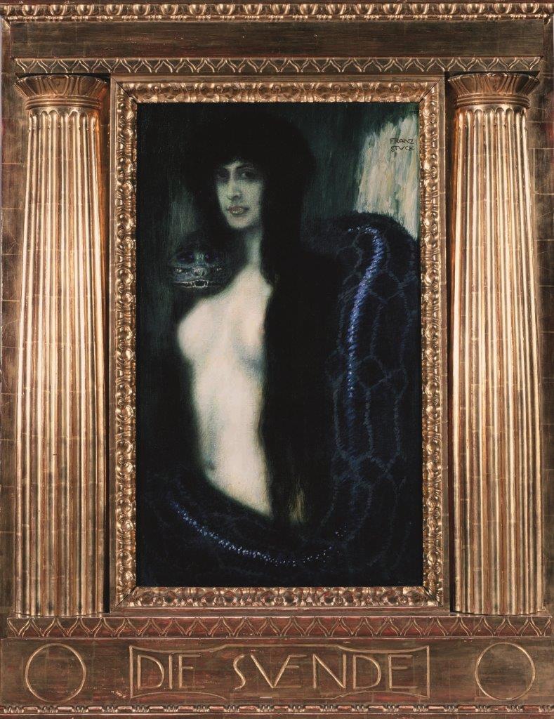 Franz von Stuck Il peccato, 1908 Olio su tela, 86,5 x 50,5 cm Palermo, Galleria d’Arte Moderna Empedocle Restivo © Galleria d’Arte Moderna Empedocle Restivo, Palermo Franz von Stuck Il peccato, 1908 Olio su tela, 86,5 x 50,5 cm Palermo, Galleria d’Arte Moderna Empedocle Restivo © Galleria d’Arte Moderna Empedocle Restivo, Palermo