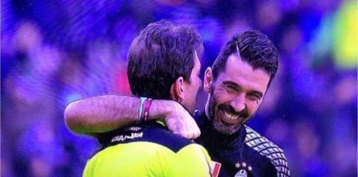 Buffon abbraccia Tagliavento Buffon abbraccia Tagliavento