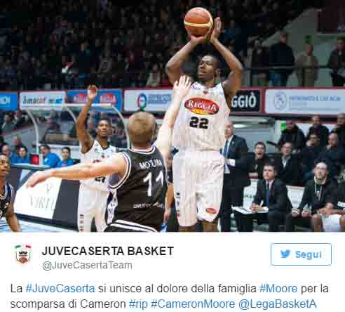 La Juve Caserta ricorda su Twitter Cameron Moore La Juve Caserta ricorda su Twitter Cameron Moore