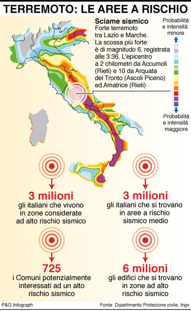 infografica terremoto aree rischio