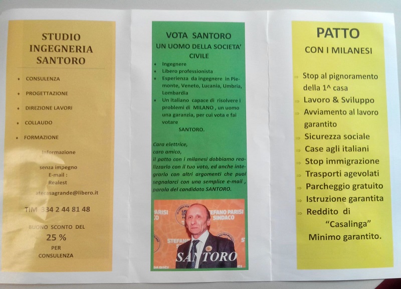 Il retro del 'santino' di Angelo Santoro santoro 01