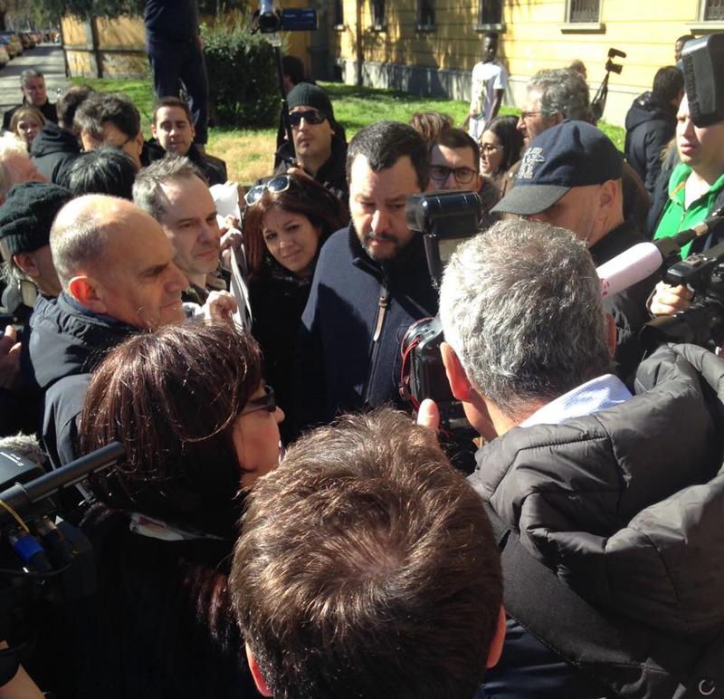 Matteo Salvini alla caserma Montello di Milano Matteo Salvini alla caserma Montello di Milano