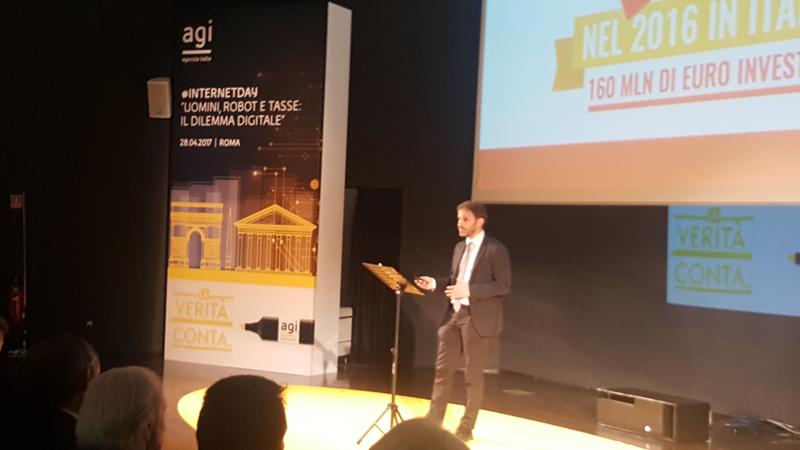 Un momento dell'intervento di Davide Casaleggio all'Internet Day di Roma. Un momento dell'intervento di Davide Casaleggio all'Internet Day di Roma.