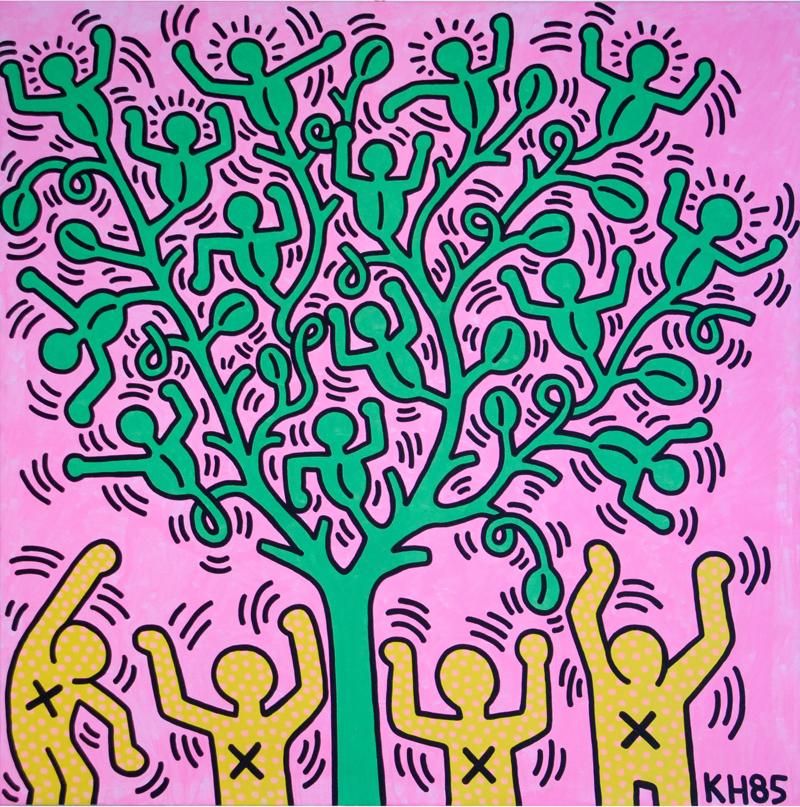 Keith Haring - Tree of Life, 1985, Acrilico su tela 152,5 x 152,5 cm Collezione privata © Keith Haring Foundation Keith Haring - Tree of Life, 1985, Acrilico su tela 152,5 x 152,5 cm Collezione privata © Keith Haring Foundation
