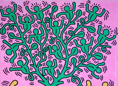 Keith Haring Tree of Life, 1985, Acrilico su tela 152,5 x 152,5 cm Collezione privata © Keith Haring Foundation