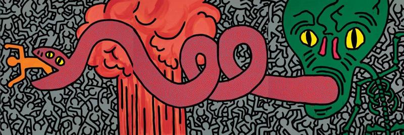 Keith Haring - Untitled, June 11 1984, acrilico su tela, 238,8 x 716,3 cm, Collezione privata © Keith Haring Foundation Keith Haring - Untitled, June 11 1984, acrilico su tela, 238,8 x 716,3 cm, Collezione privata © Keith Haring Foundation