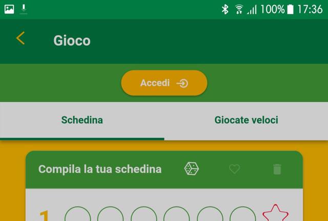 Una schermata della nuova App di SuperEnalotto. Una schermata della nuova App di SuperEnalotto.