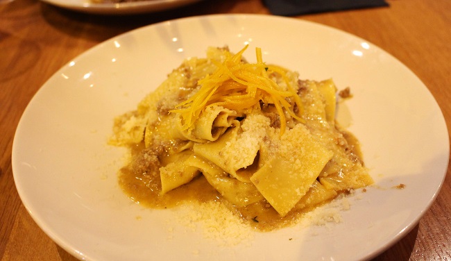 Le deliziose pappardelle fatte a mano con ragù di anatra proposte dal ristorante Obicà. Foto Grigore Scutari Le deliziose pappardelle fatte a mano con ragù di anatra proposte dal ristorante Obicà. Foto Grigore Scutari