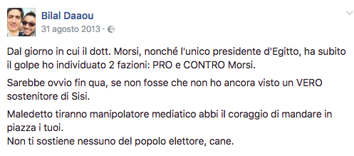 Bilal Daaou: i post controversi su facebook Bilal Daaou: i post controversi su facebook