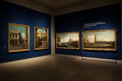 Un'immagine della mostra “Bellotto e Canaletto. Lo stupore e la luce” ospitata alle Gallerie d’Italia di Intesa Sanpaolo in Piazza Scala a Milano. Un'immagine della mostra “Bellotto e Canaletto. Lo stupore e la luce” ospitata alle Gallerie d’Italia di Intesa Sanpaolo in Piazza Scala a Milano.