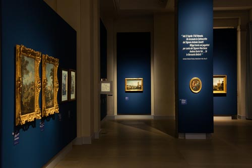 Un'immagine della mostra “Bellotto e Canaletto. Lo stupore e la luce” ospitata alle Gallerie d’Italia di Intesa Sanpaolo in Piazza Scala a Milano. Un'immagine della mostra “Bellotto e Canaletto. Lo stupore e la luce” ospitata alle Gallerie d’Italia di Intesa Sanpaolo in Piazza Scala a Milano.