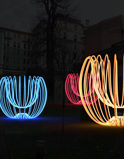 L’installazione artistica “Poesie di Neon” realizzata dal designer Luca Trazzi nel Giardino di Alessandro delle Gallerie d'Italia Intesa Sanpaolo. L’installazione artistica “Poesie di Neon” realizzata dal designer Luca Trazzi nel Giardino di Alessandro delle Gallerie d'Italia Intesa Sanpaolo.