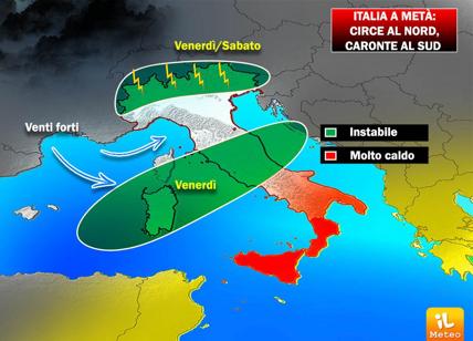 Previsioni meteo, Italia divisa tra Circe e Caronte