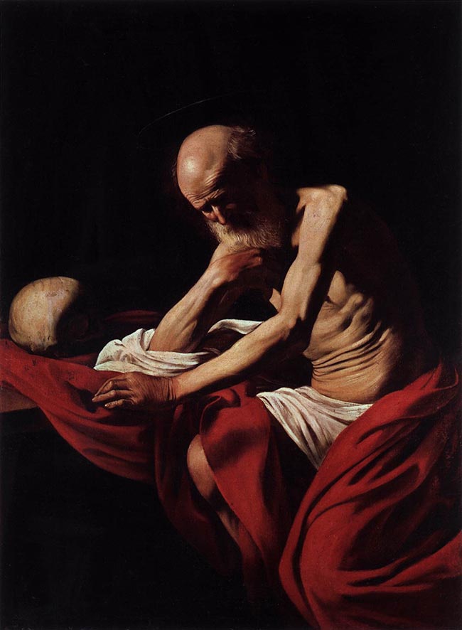 Michelangelo Merisi da Caravaggio - San Girolamo penitente, 1605-1606 , Museu de Montserrat, Barcellona Michelangelo Merisi da Caravaggio - San Girolamo penitente, 1605-1606 , Museu de Montserrat, Barcellona