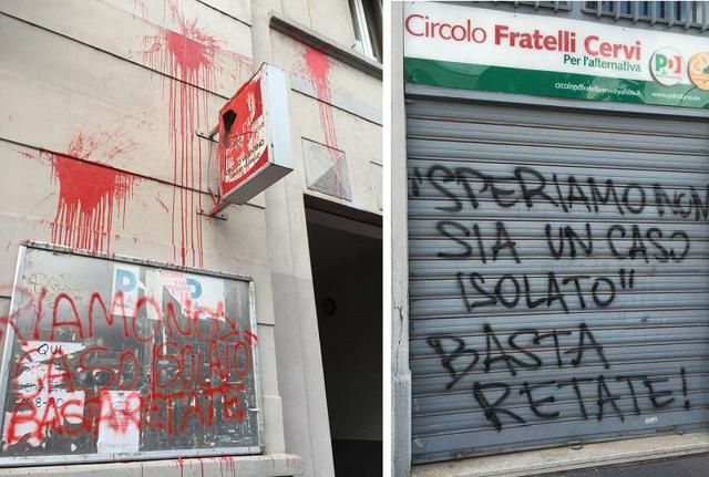 Sedi del Pd Milano imbrattate Sedi del Pd Milano imbrattate