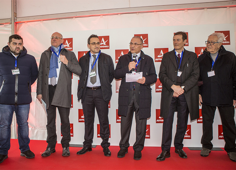 Il presidente di A35 Brebemi, Francesco Bettoni, parla all'inaugurazione dell'area di servizio Adda Sud sulla BreBeMi.