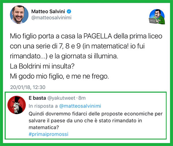 Dalla pagina Facebook: Leggere i post di Salvini per sentirsi una persona migliore Dalla pagina Facebook: Leggere i post di Salvini per sentirsi una persona migliore