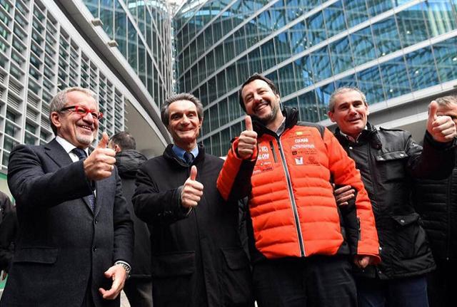 Roberto Maroni, Attilio Fontana, Matteo Salvini e Paolo Grimoldi Roberto Maroni, Attilio Fontana, Matteo Salvini e Paolo Grimoldi