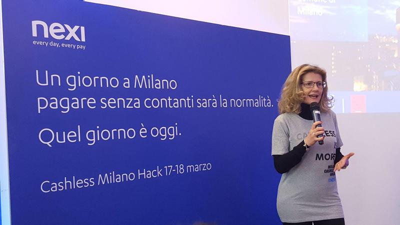 Roberta Cocco, Assessore alle trasformazioni digitali e ai servizi civici del Comune di Milano, al Cashless Milano Hack, l’hackathon organizzato da Nexi in collaborazione con Cariplo Factory e Codemotion. Roberta Cocco, Assessore alle trasformazioni digitali e ai servizi civici del Comune di Milano, al Cashless Milano Hack, l’hackathon organizzato da Nexi in collaborazione con Cariplo Factory e Codemotion.