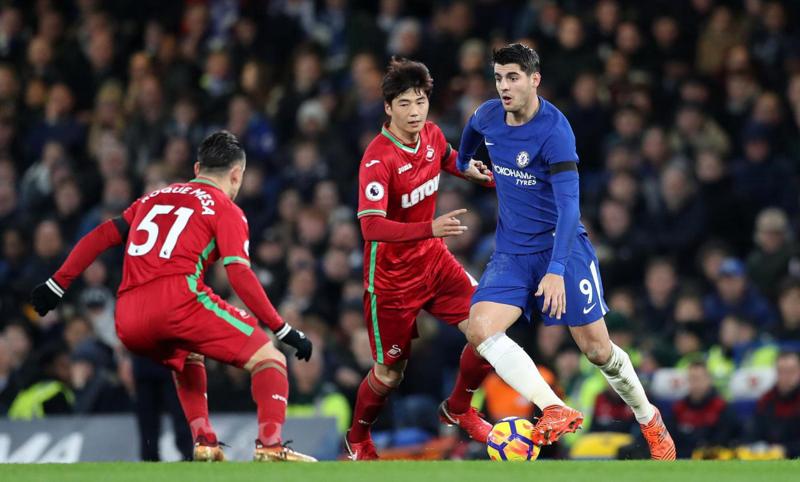 Sung Yong Ki, Morata (foto Lapresse) Sung Yong Ki, Morata (foto Lapresse)