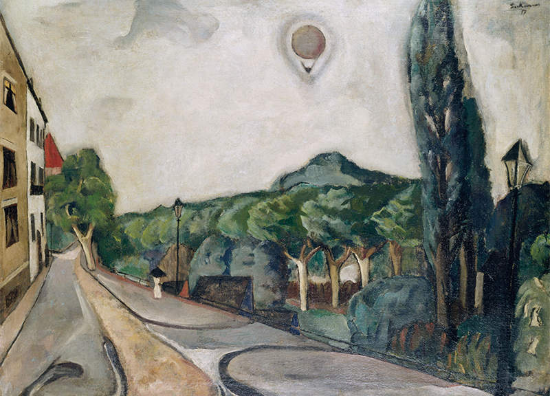 BECKMANN - Paesaggio con mongolfiera, 1917 olio su tela BECKMANN - Paesaggio con mongolfiera, 1917 olio su tela