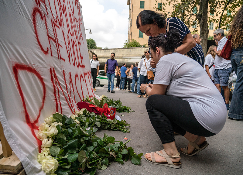 Commemorazione ponte morandi ape 8