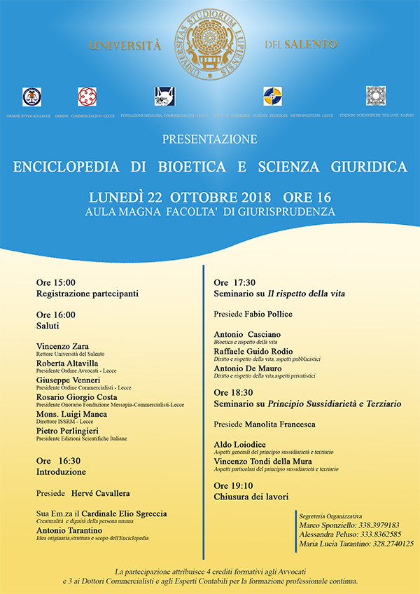 ENCICLOPEDIA DI BIOETICA E SCIENZA GIURIDICA