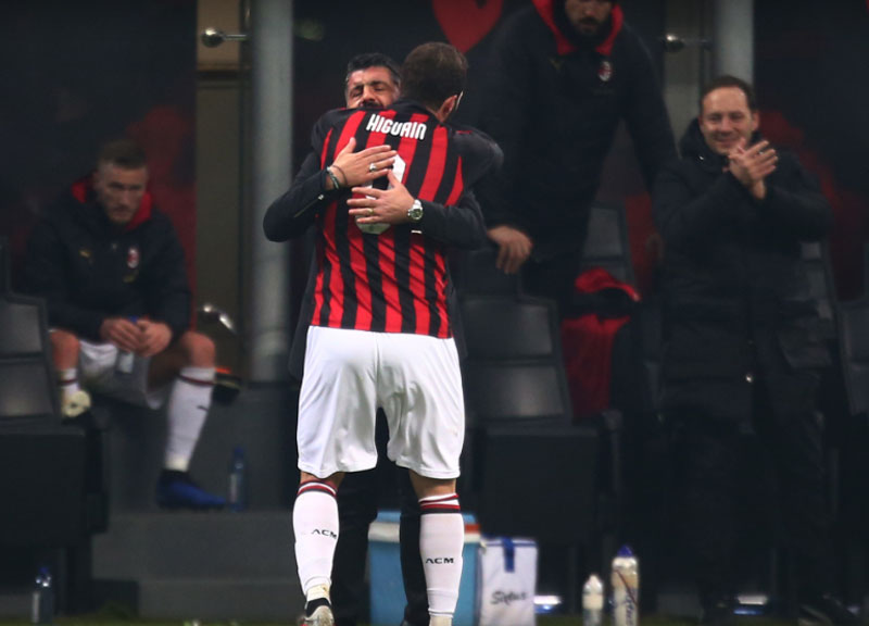 Higuain e Gattuso (foto Lapresse) Higuain e Gattuso (foto Lapresse)