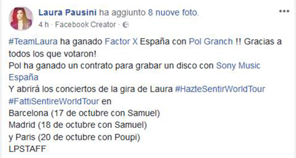 Laura pausini x factor post
