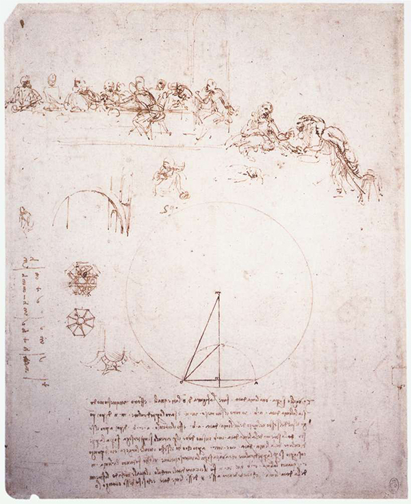 Leonardo - Studi per l'Ultima Cena e schizzi di geometria e d'architettura Leonardo - Studi per l'Ultima Cena e schizzi di geometria e d'architettura