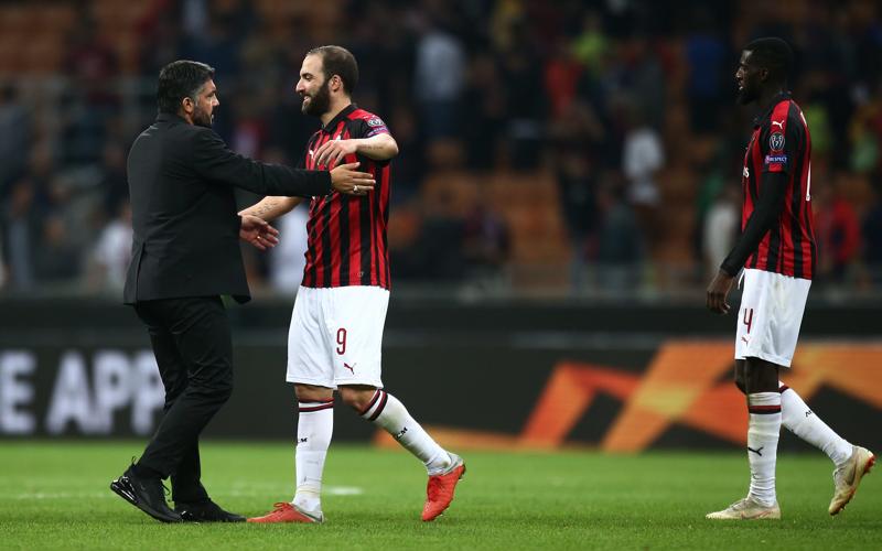 Gattuso e Higuain (foto Lapresse) Gattuso e Higuain (foto Lapresse)