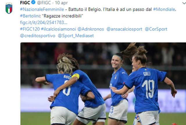 Il tweet della Figc Il tweet della Figc