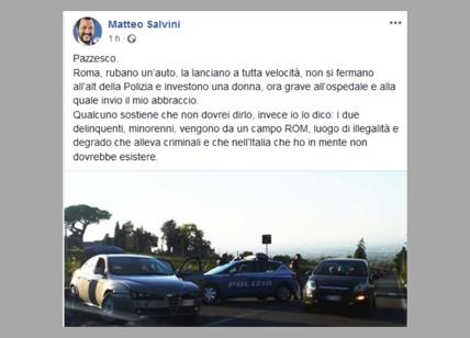 Rom rubano un'auto e investono una donna a Frascati. Salvini: "Criminali"