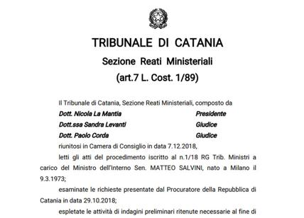 Diciotti, ecco la richiesta di autorizzazione a procedere contro Salvini
