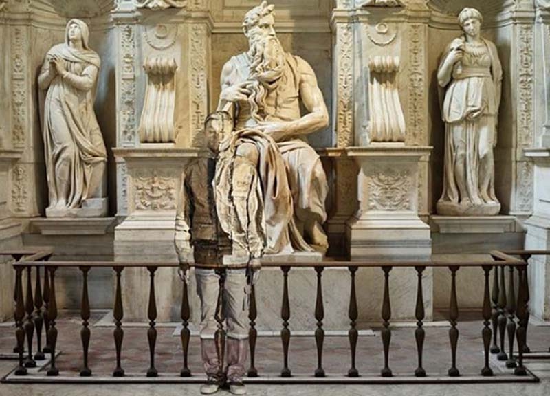 L'opera vincitrice del Premio BNL . "Mosè, San Pietro in Vincoli" di Liu Bolin L'opera vincitrice del Premio BNL . "Mosè, San Pietro in Vincoli" di Liu Bolin