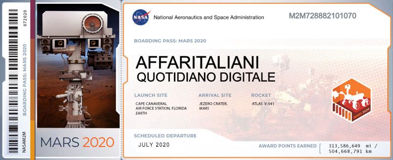 BoardingPass MyNameOnMars2020 Affaritaliani