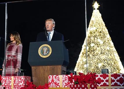 Trump accende albero di Natale alla Casa Bianca insieme a Melania