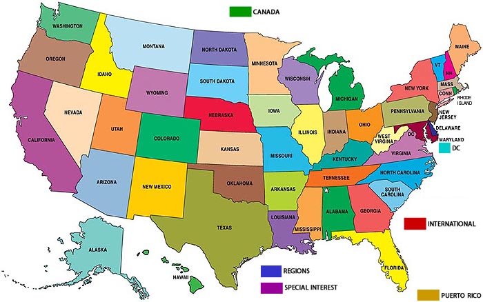 mappa stati usa
